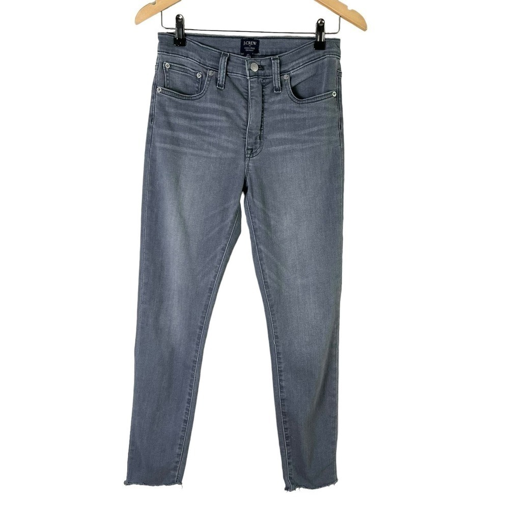 J.Crew High-Rise Raw Hem Stretch Skinny Jean in Ash Grey Wash, Size 27